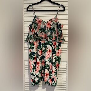 Floral Layered Dress with Tropical Print